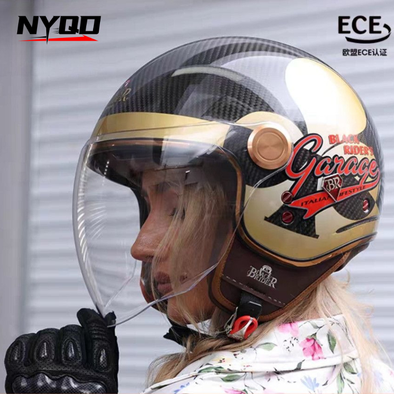 Vintage Open Face Retro Helmet - Casco Moto BEON BR20 in Fibra