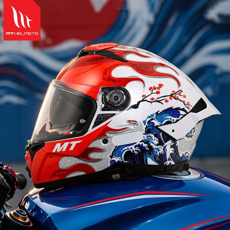 Dual Visor Motorcycle Racing Helmet - NUOVO Casco Integrale MT Thunder 4SV
