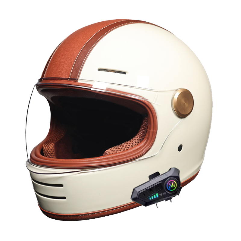 Casco retrò integrale con Blue - Full Face Motorcycle Helmet With Bluetooth recensione e prezzo